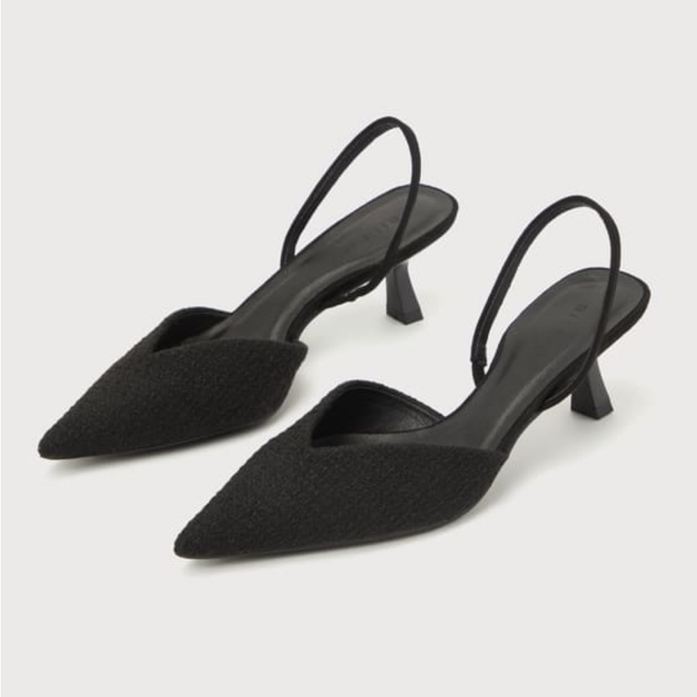 Black Pointed Toe Sling back, Low 2.5” Heel, Size 8, Business Casual Work Shoe